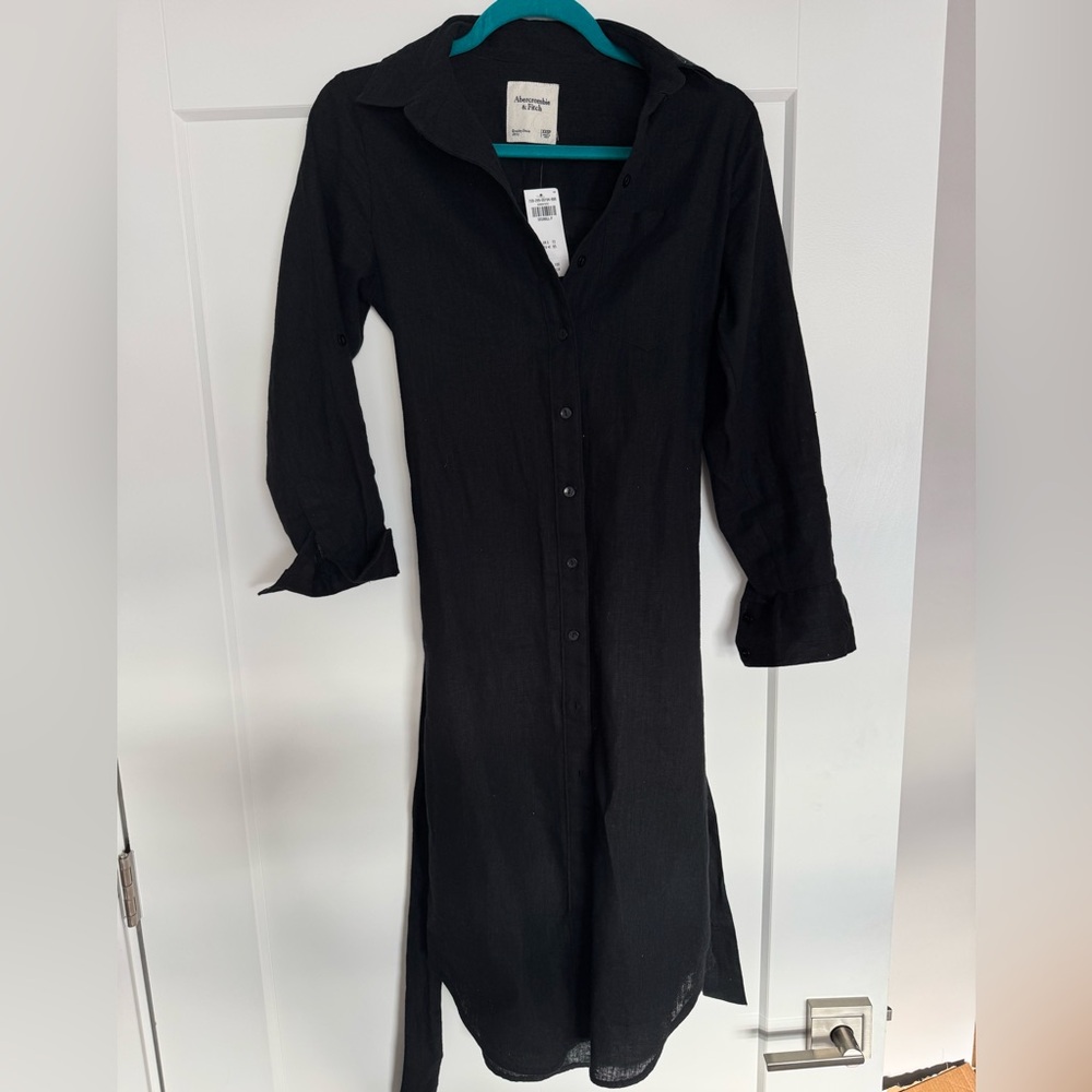 New with tags! Abercrombie and Fitch midi linen blend shirt dress